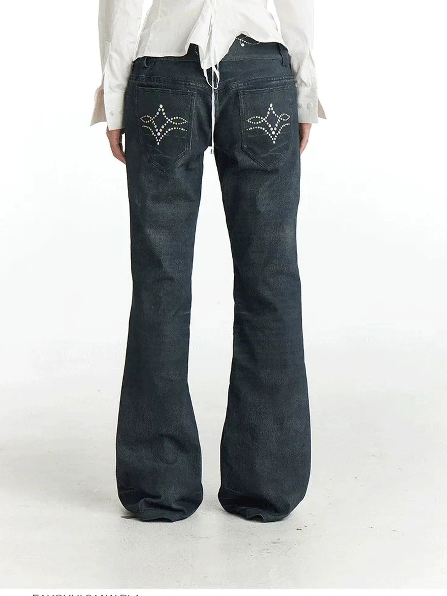 FayChui  Vintage Gemstone Floral Print Flare Pants