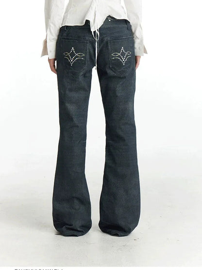 FayChui  Vintage Gemstone Floral Print Flare Pants