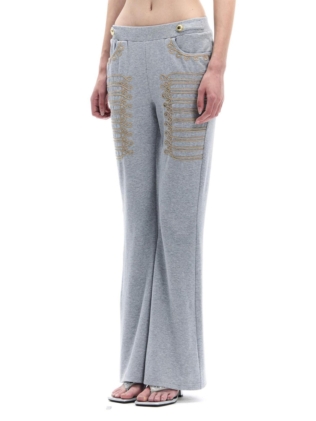 FayChui Vintage Gold Embroidered Rope Knot Slim Women&