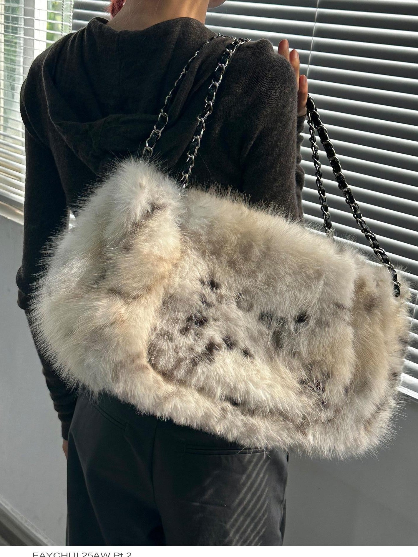 FayChui Vintage Leopard Plush Chain Box Women&