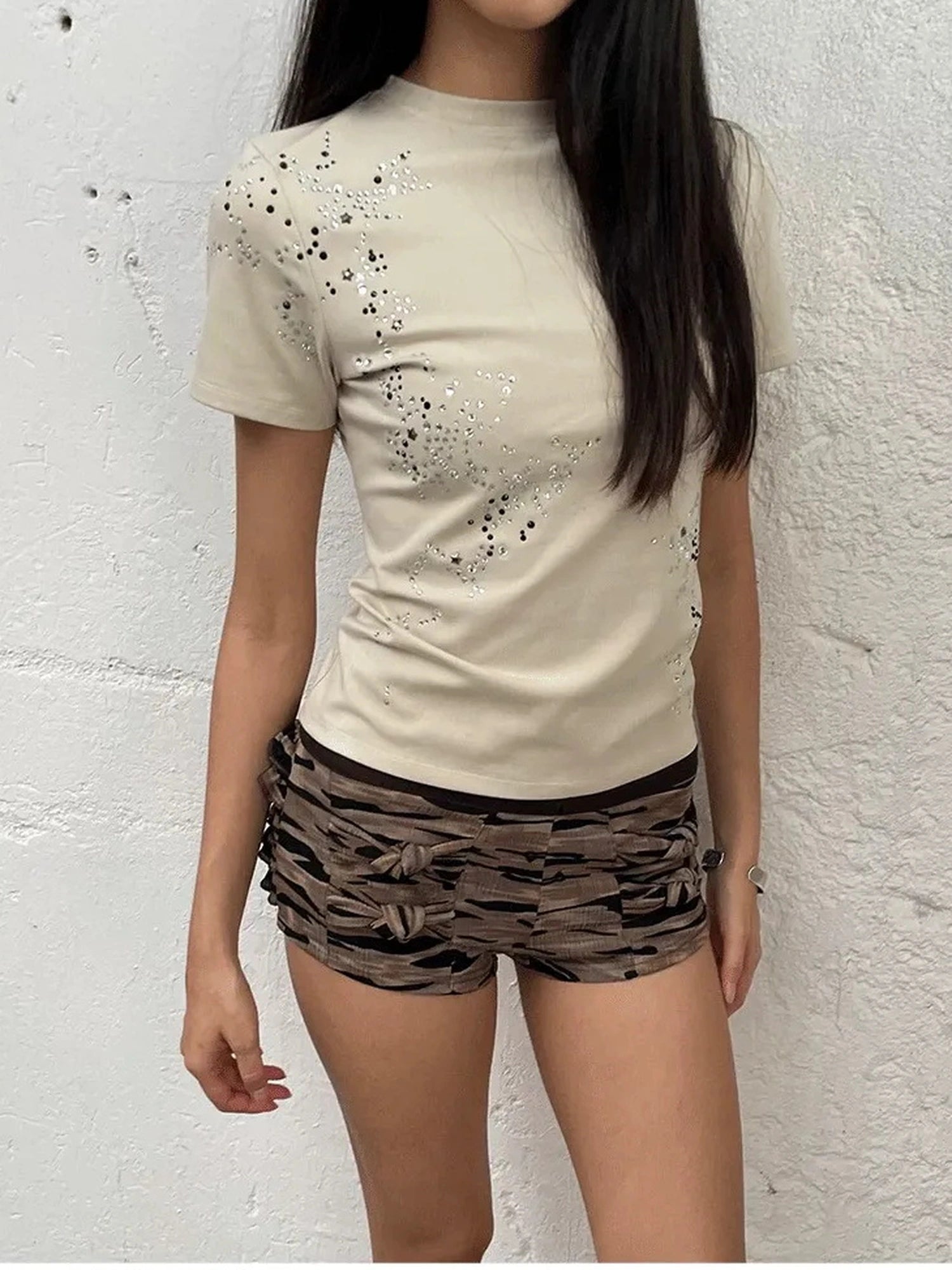FayChui  Vintage Low Rise Camouflage Bow Shorts