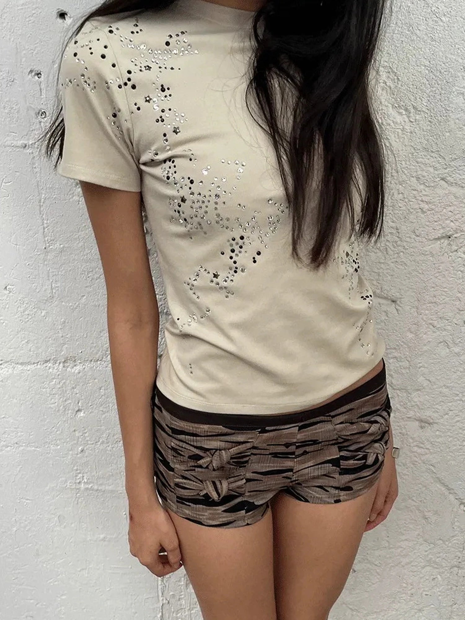 FayChui  Vintage Low Rise Camouflage Bow Shorts