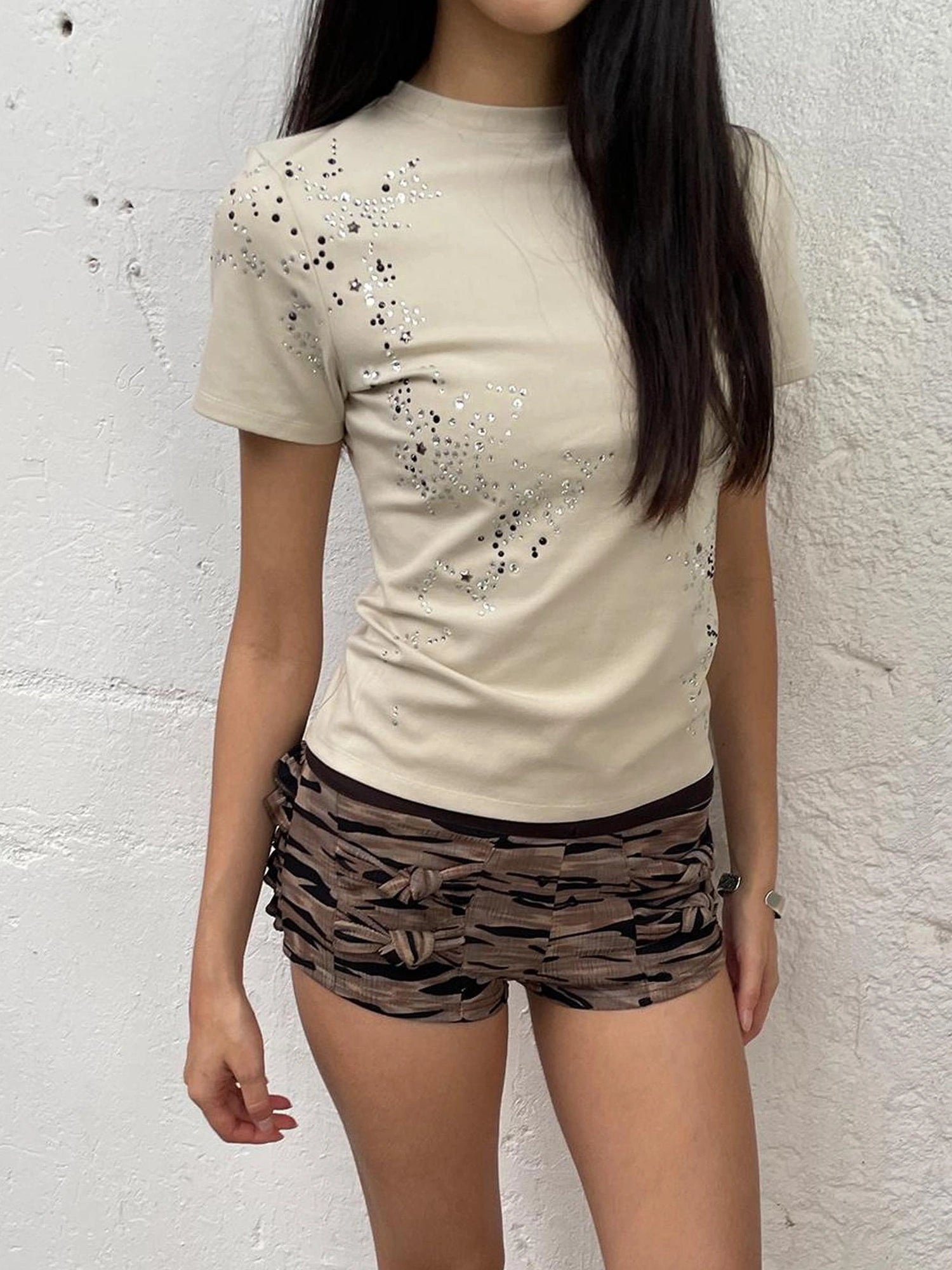 FayChui  Vintage Low Rise Camouflage Bow Shorts