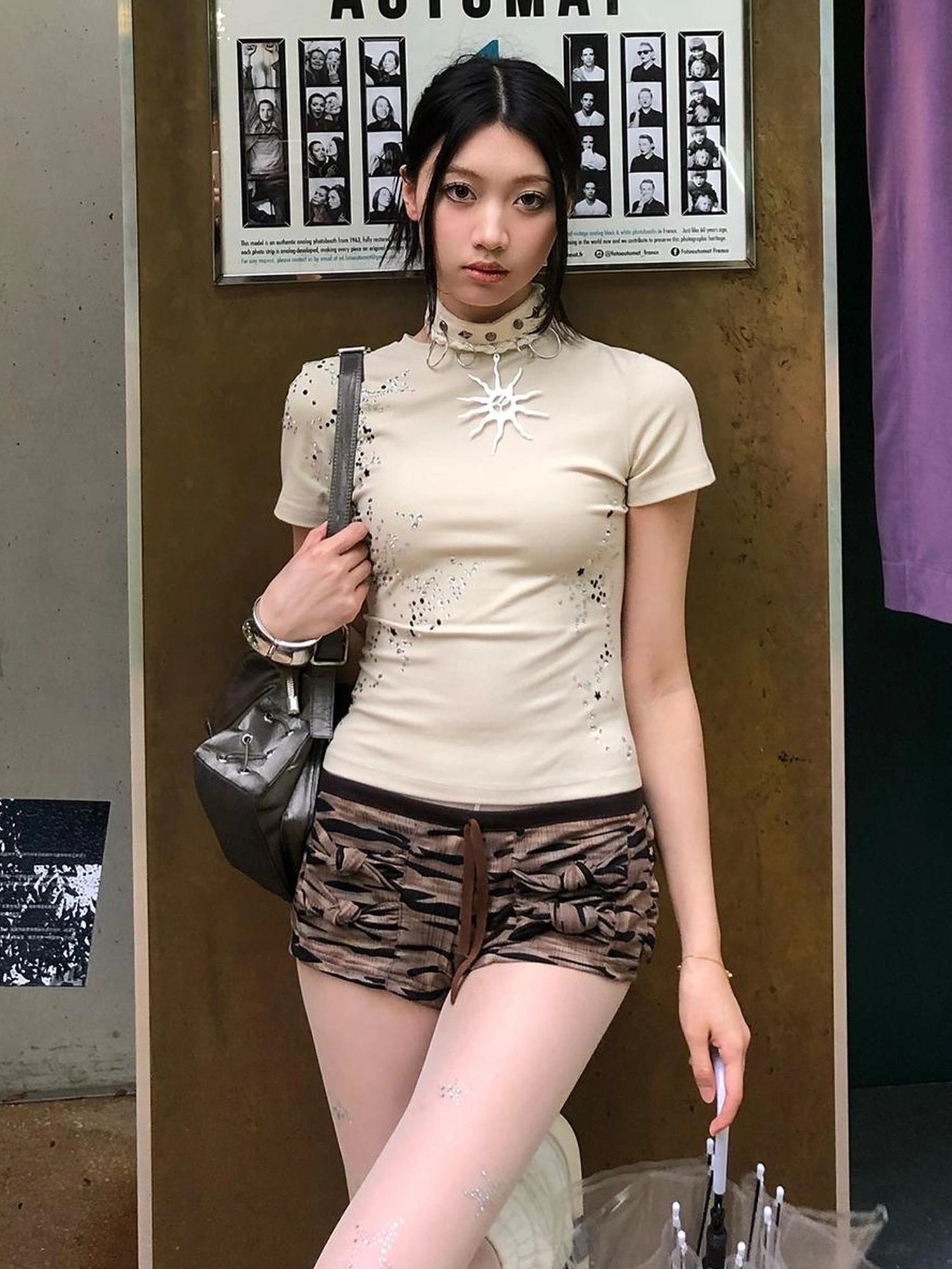 FayChui  Vintage Low Rise Camouflage Bow Shorts