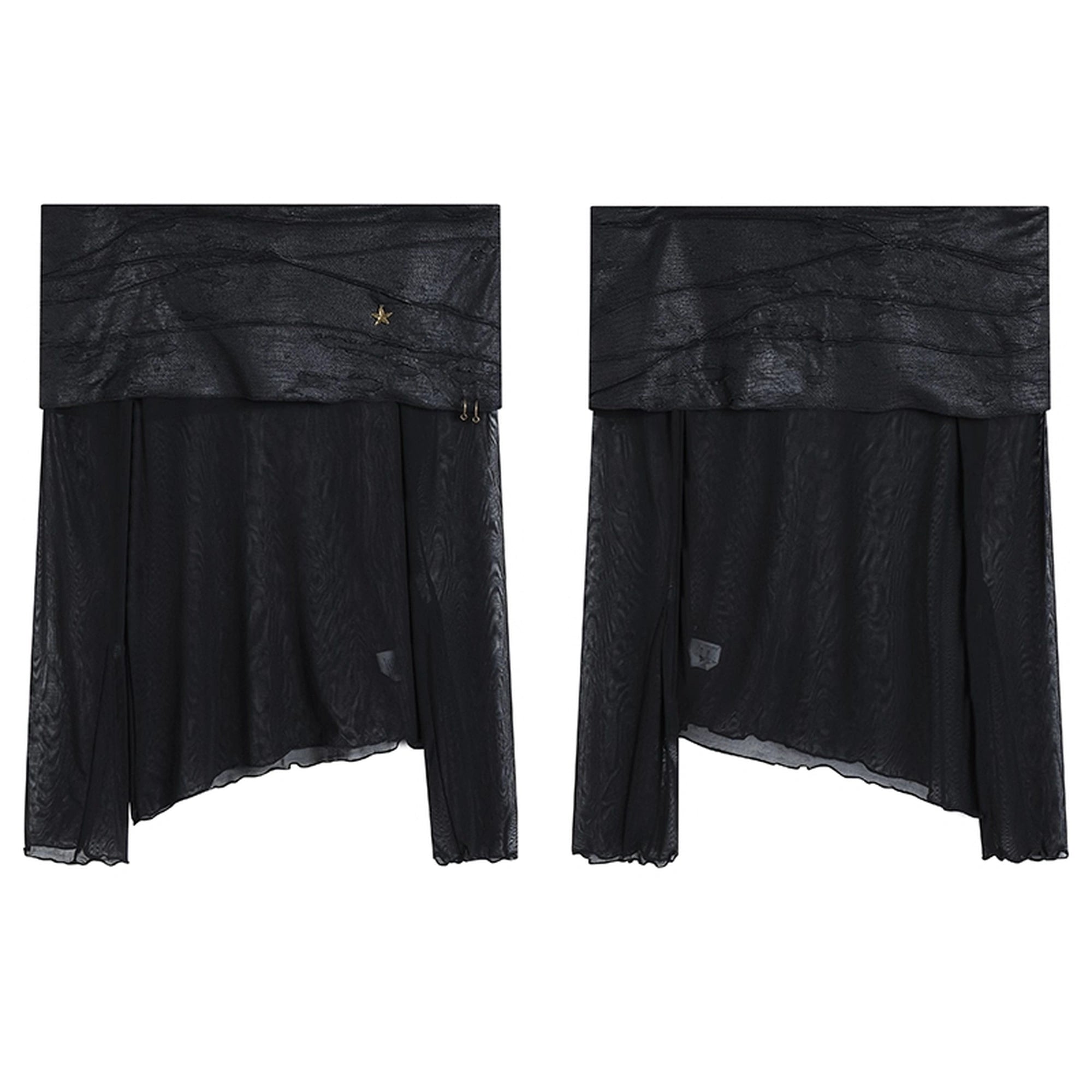 FayChui  Vintage Mesh Off Shoulder Top