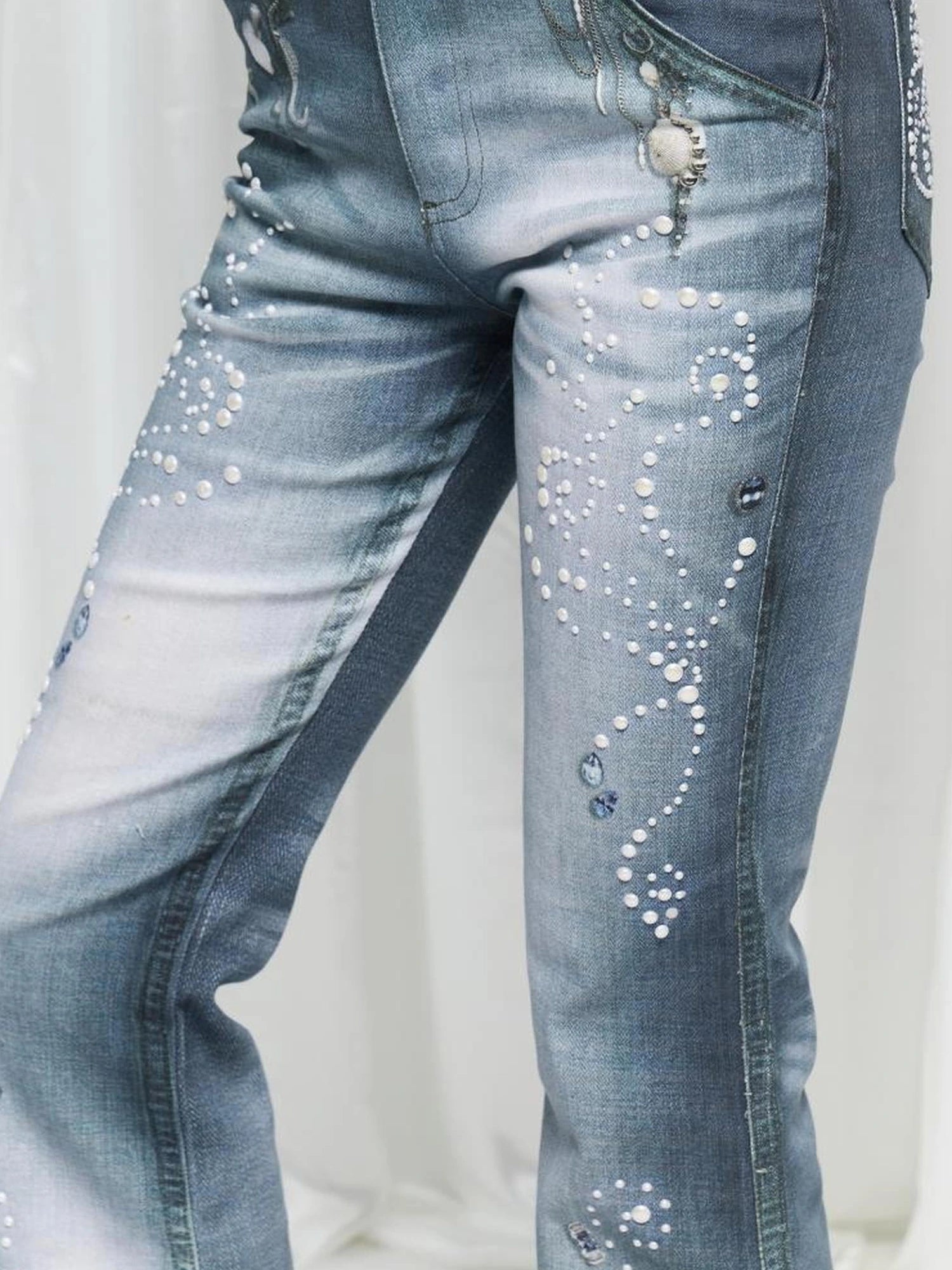 FayChui  Vintage Pearl Ocean Flared Jeans