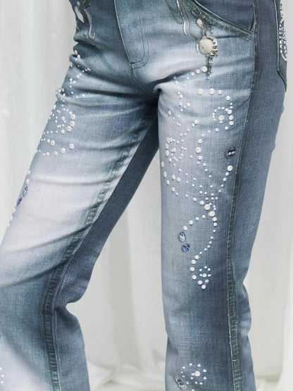 FayChui  Vintage Pearl Ocean Flared Jeans