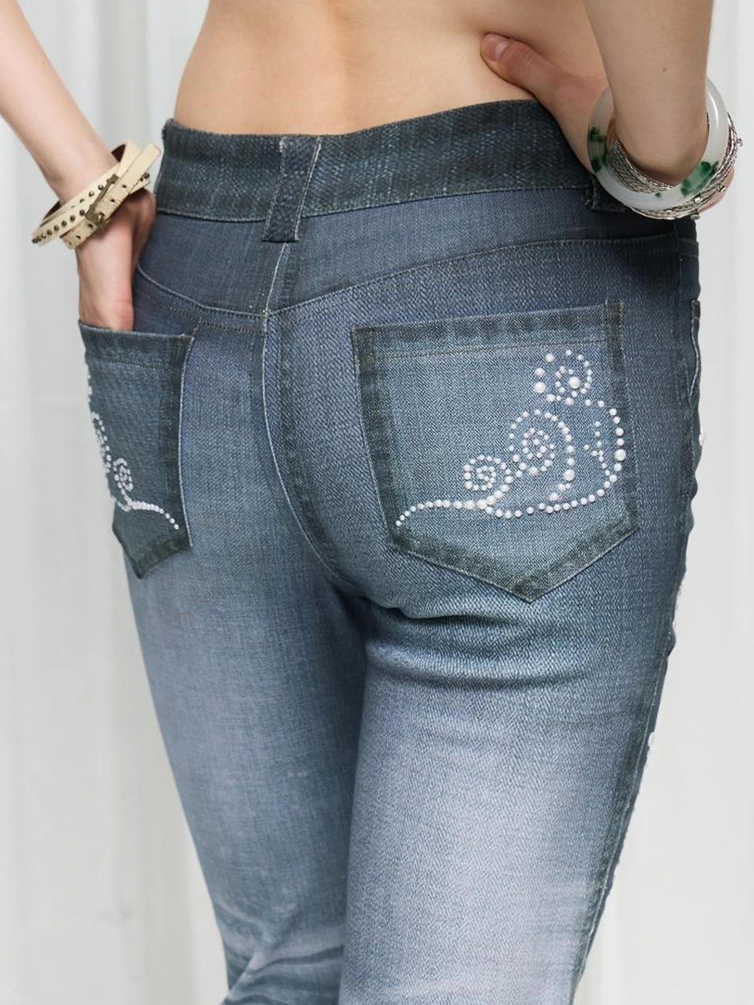 FayChui  Vintage Pearl Ocean Flared Jeans