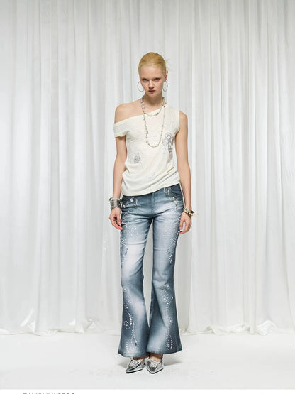 FayChui  Vintage Pearl Ocean Flared Jeans