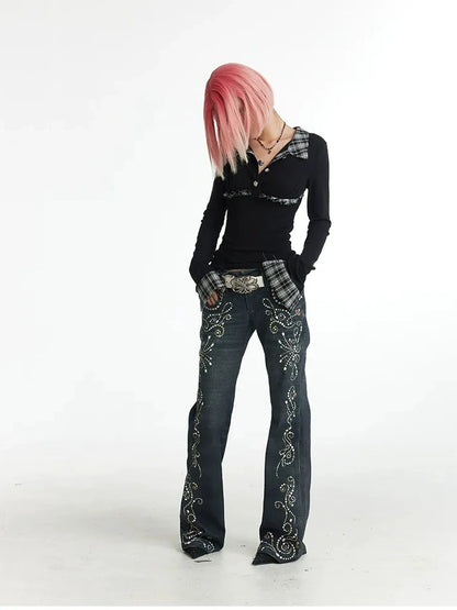 FayChui  Vintage Plaid Backless Fitted Shirt