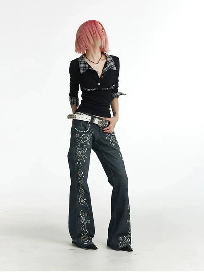 FayChui  Vintage Plaid Backless Fitted Shirt