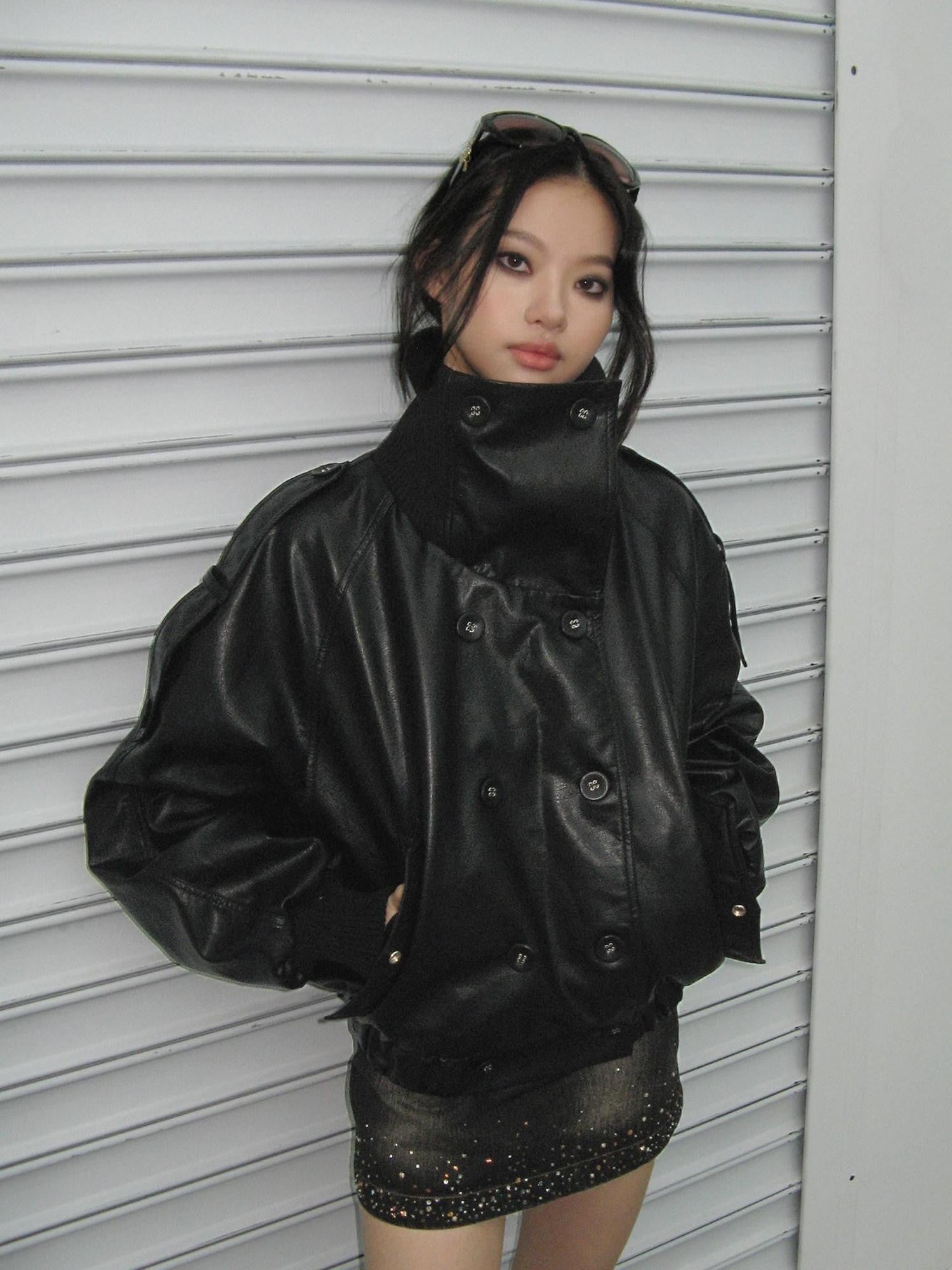 FayChui Vintage Punk Metal Button Double Breasted Stand Collar Women&