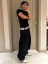 FayChui  Vintage Punk Studded Rhinestone Double Layer Leather Belt