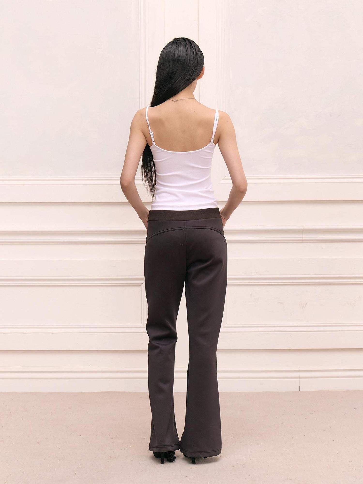 FayChui Vintage Regal Embroidered Tie Waist Micro Flare Women&