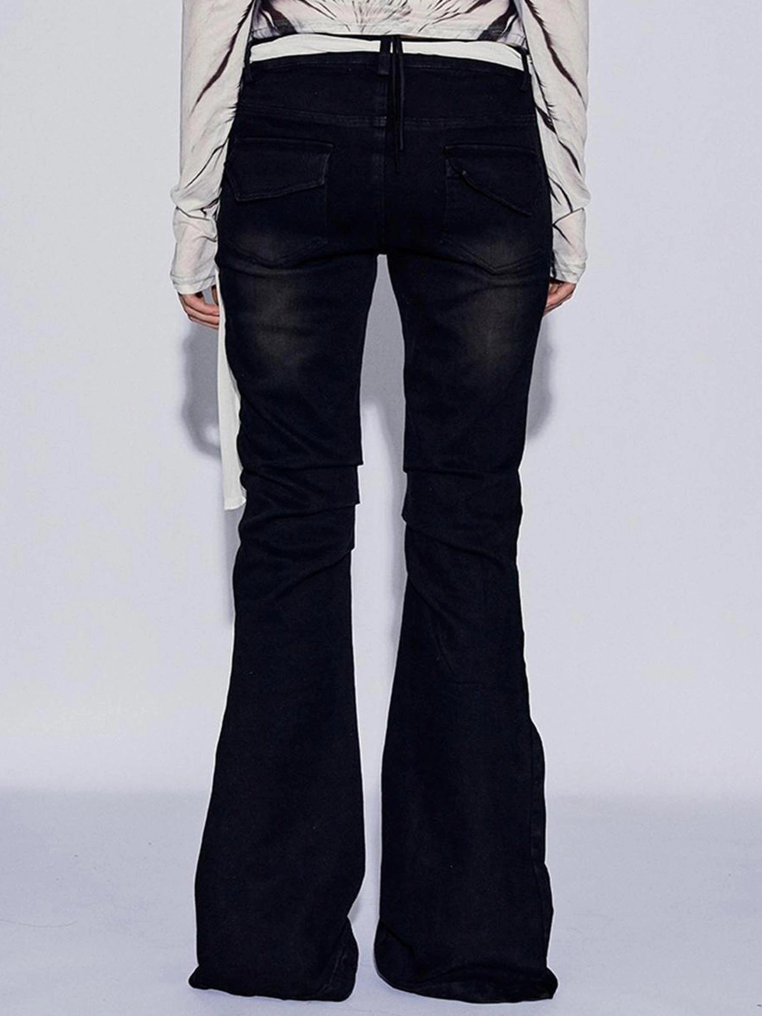 FayChui Vintage Rose Embroidered Flared Low Rise Jeans