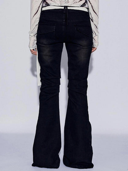 FayChui Vintage Rose Embroidered Flared Low Rise Jeans