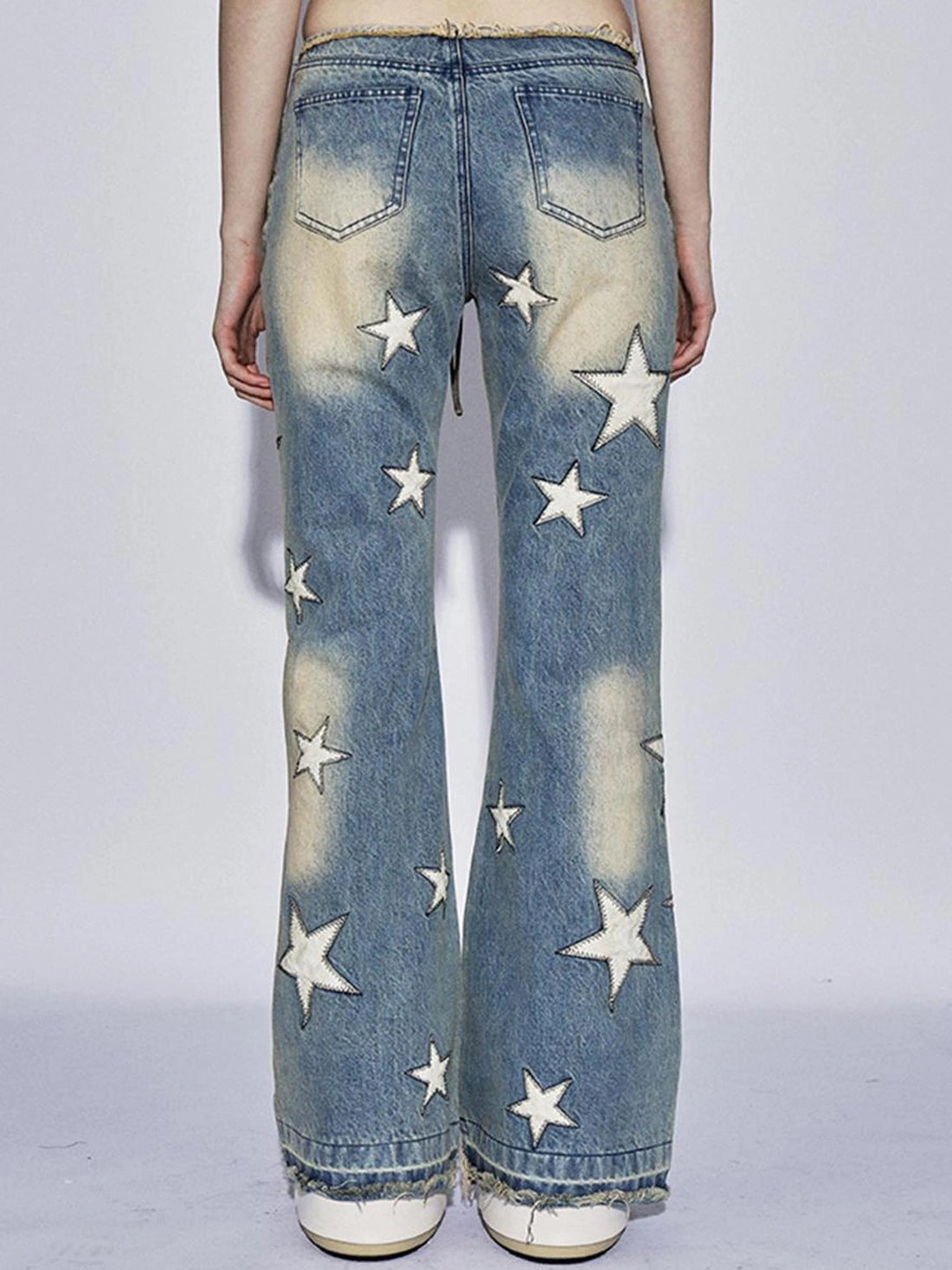 FayChui Vintage Star Embroidered Flared Low Rise Jeans