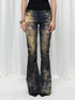 FayChui  Vintage Washed Leopard Flare Jeans