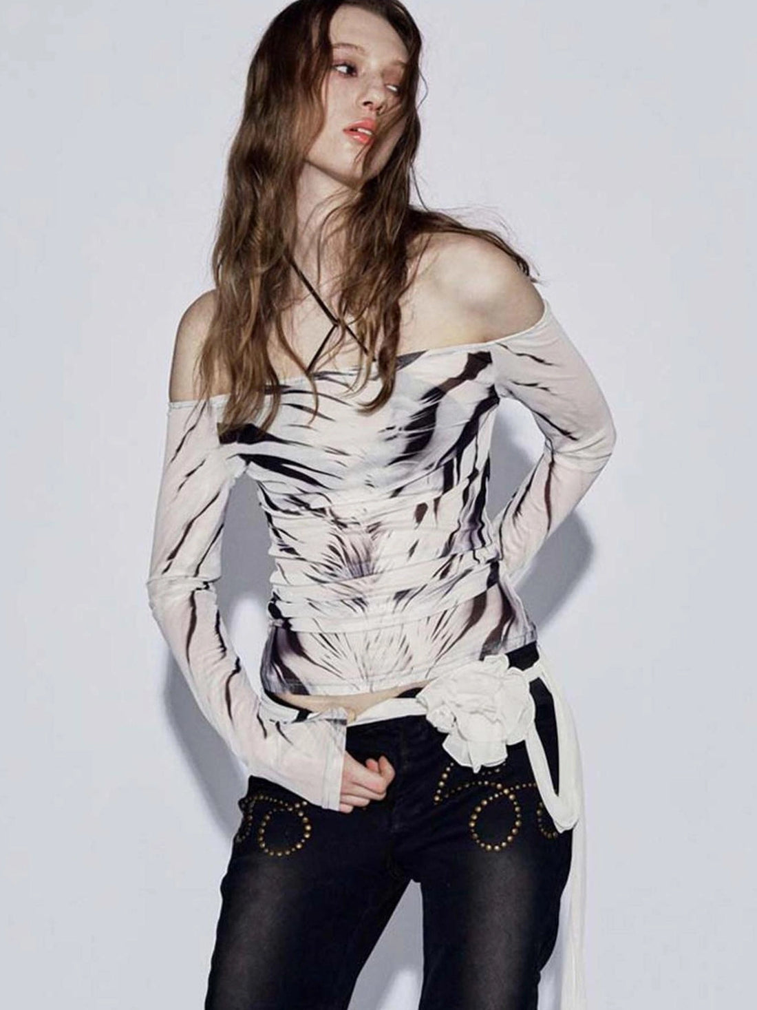 FayChui Vintage Wild Zebra Mesh Top