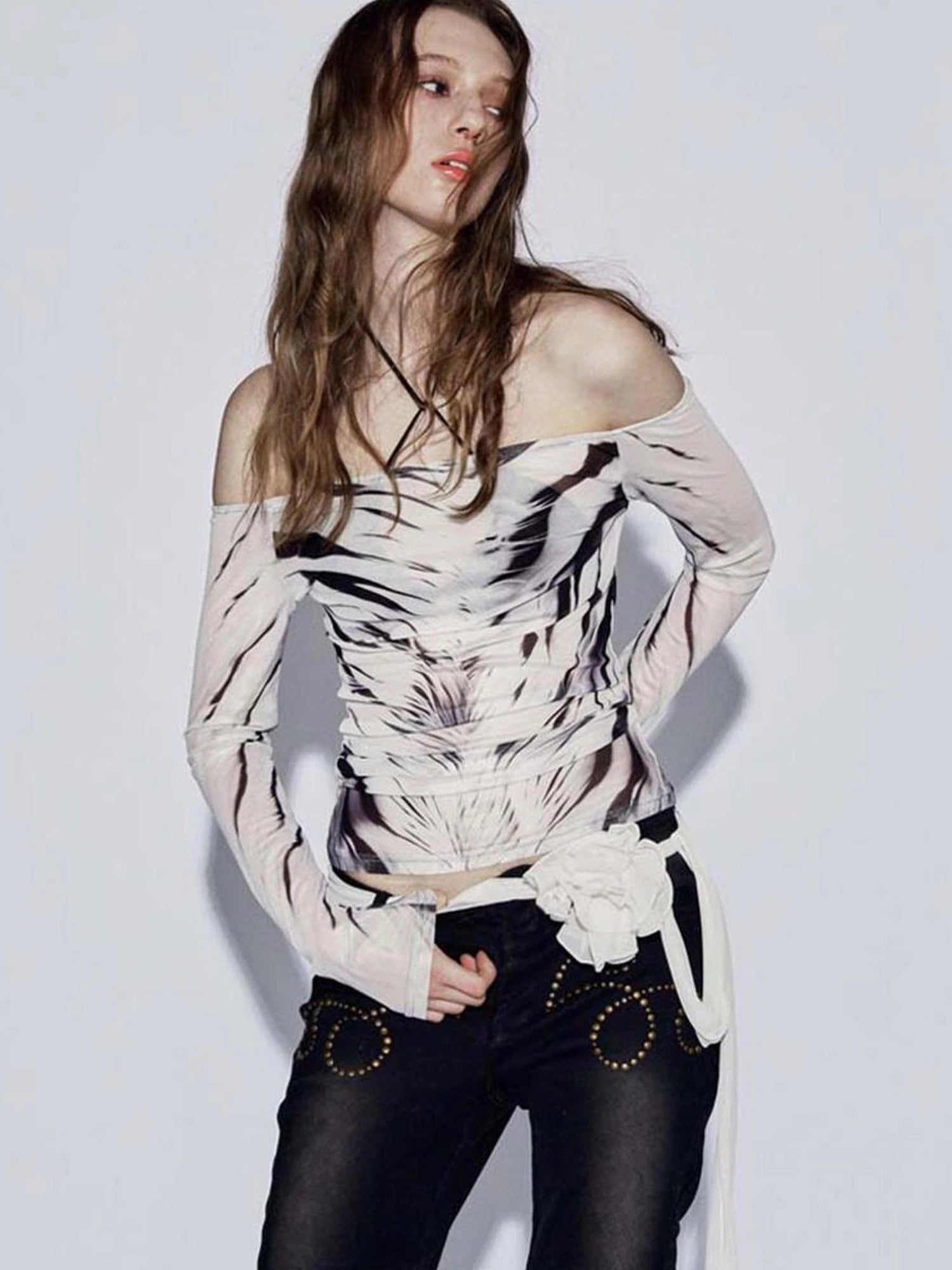 FayChui Vintage Wild Zebra Mesh Top