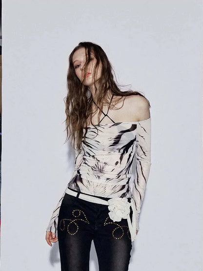FayChui Vintage Wild Zebra Mesh Top