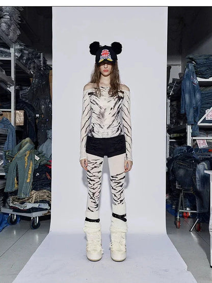 FayChui Vintage Wild Zebra Mesh Top