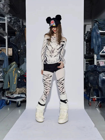 FayChui Vintage Wild Zebra Mesh Top
