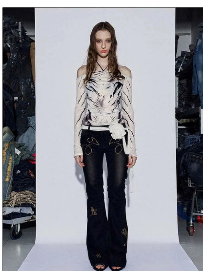 FayChui Vintage Wild Zebra Mesh Top