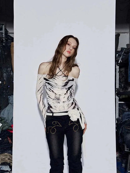 FayChui Vintage Wild Zebra Mesh Top