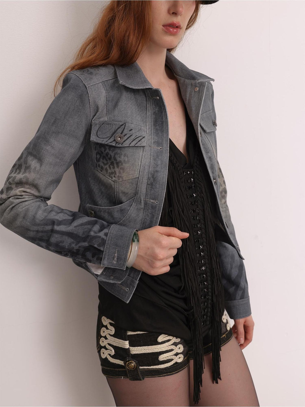 FayChui Washed Leopard Print Cropped Cotton Women&