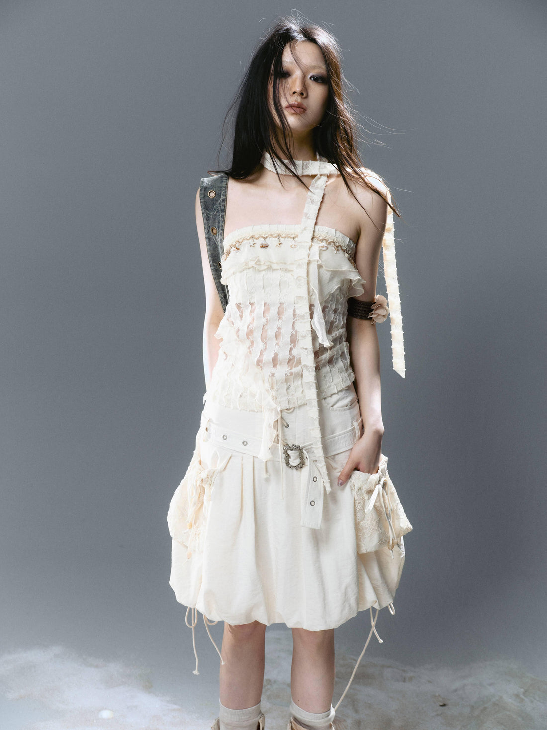 Cest Nous Feminine Ruffle Bustier Top For Women