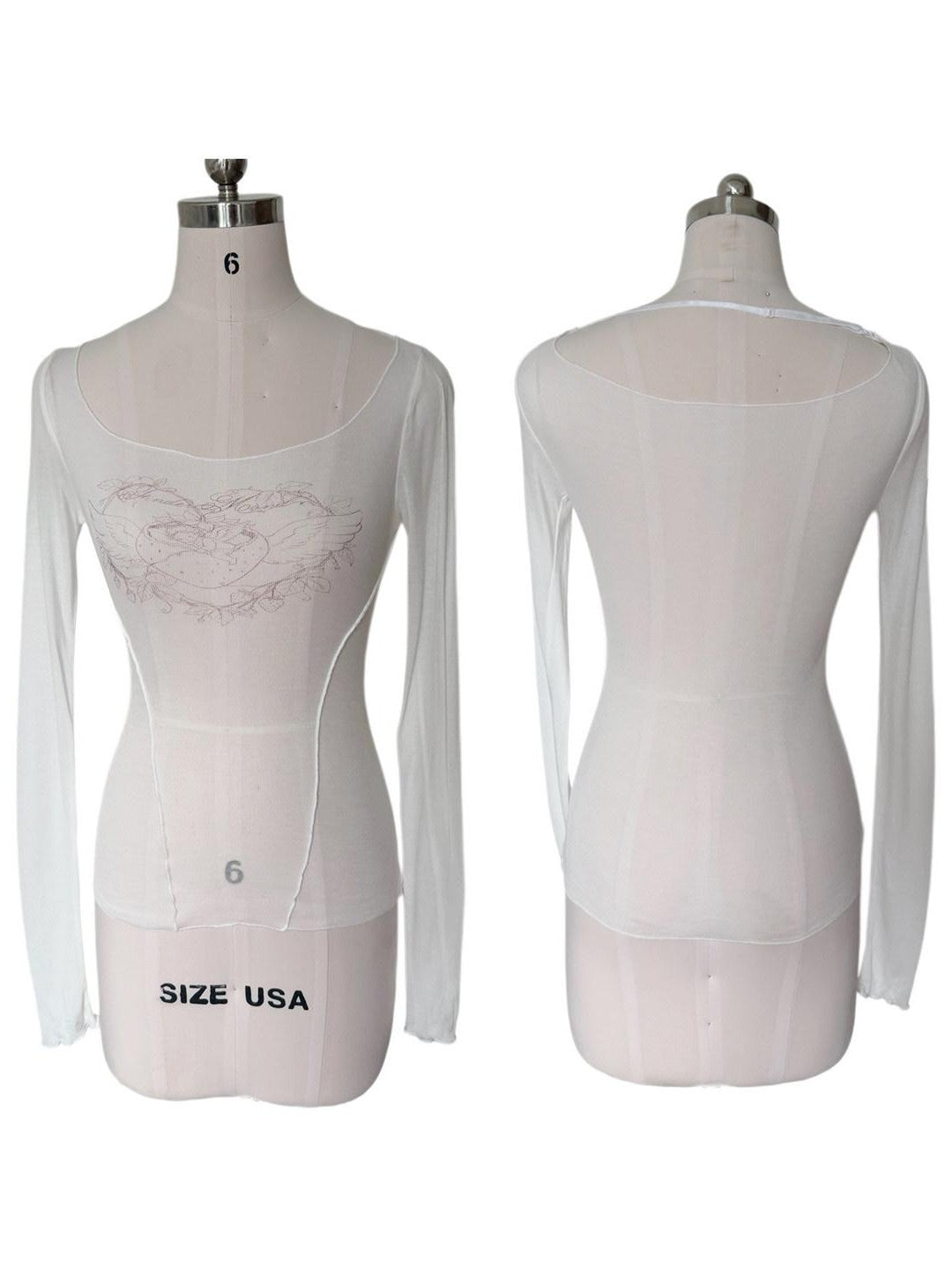 FinderMond FM Angel Berry Print White Sheer Women&