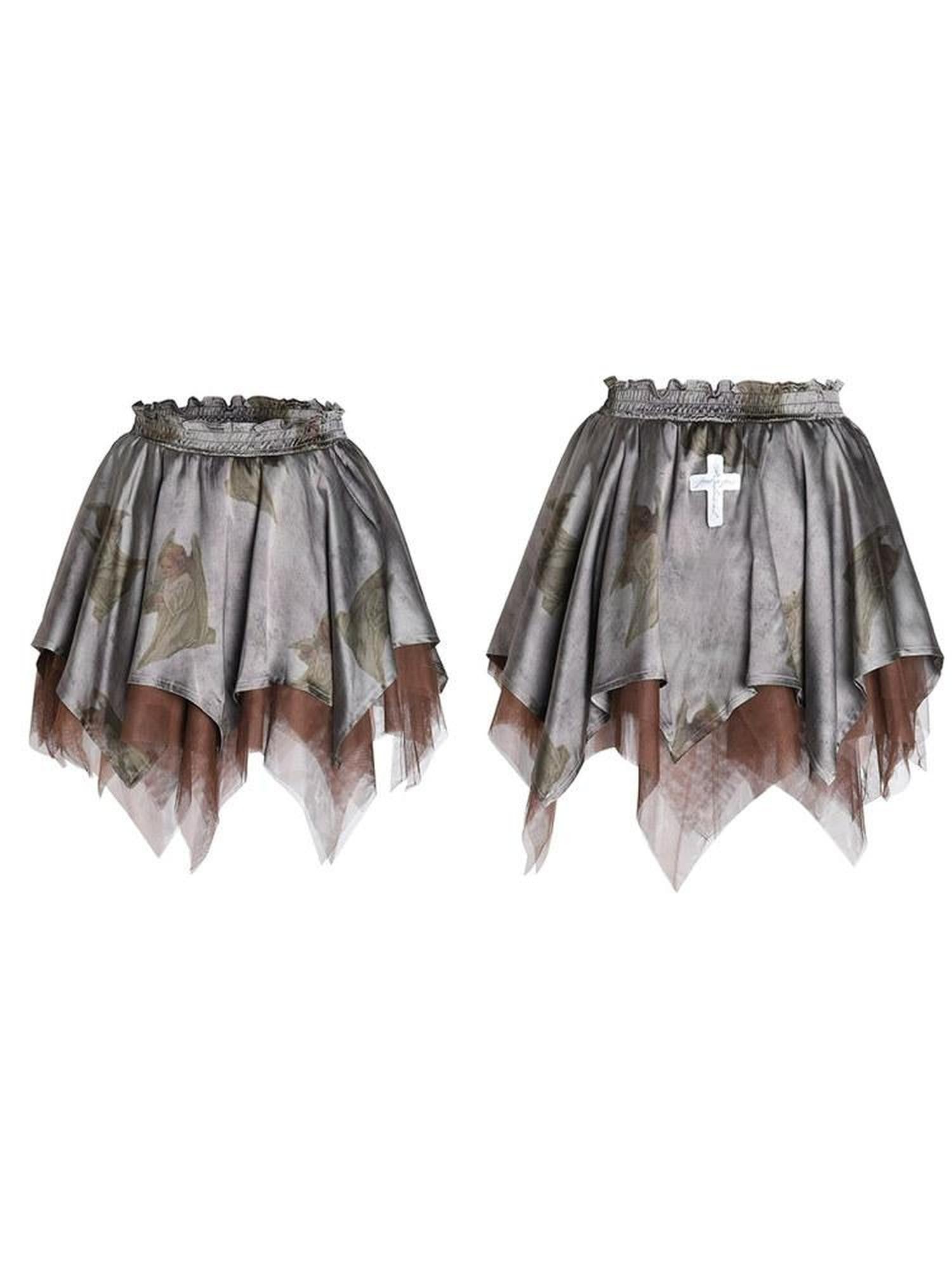 FinderMond FM Angel Tulle Mesh Asymmetrical Cut Women&