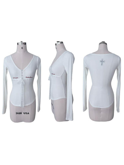 FinderMond FM Black And White Embroidered Lace Cross Hook Women&