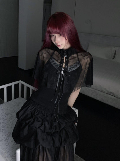 Black And White French Romantic Jellyfish Bubble Hem Women&