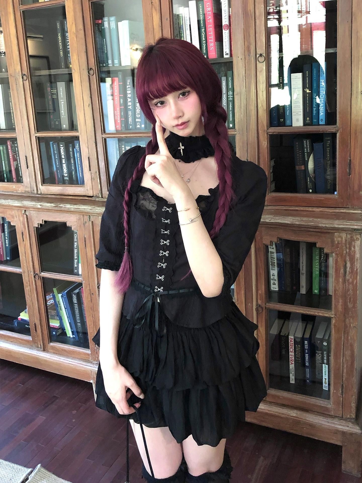 Black And White French Romantic Jellyfish Bubble Hem Women&