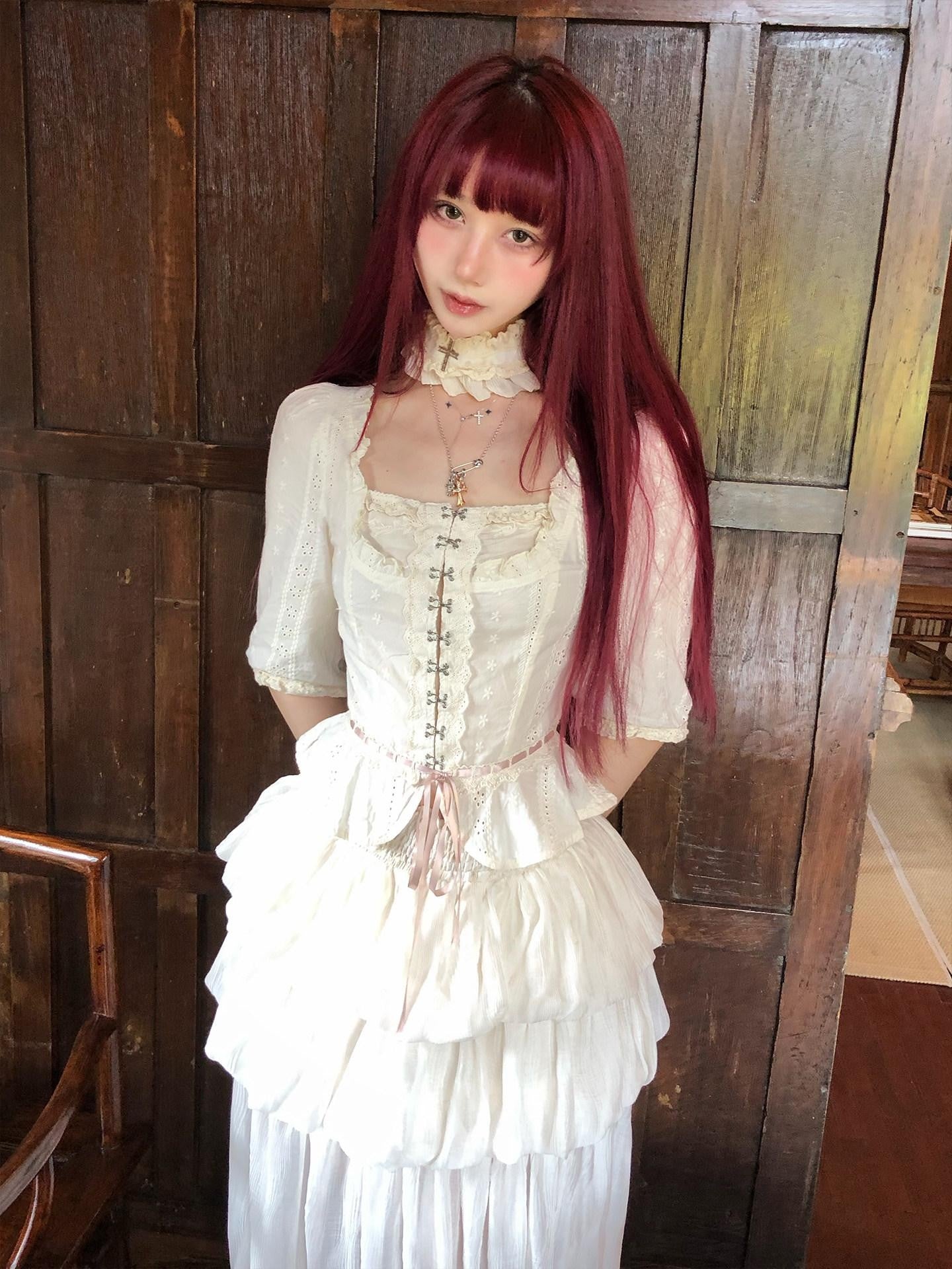 Black And White French Romantic Jellyfish Bubble Hem Women&