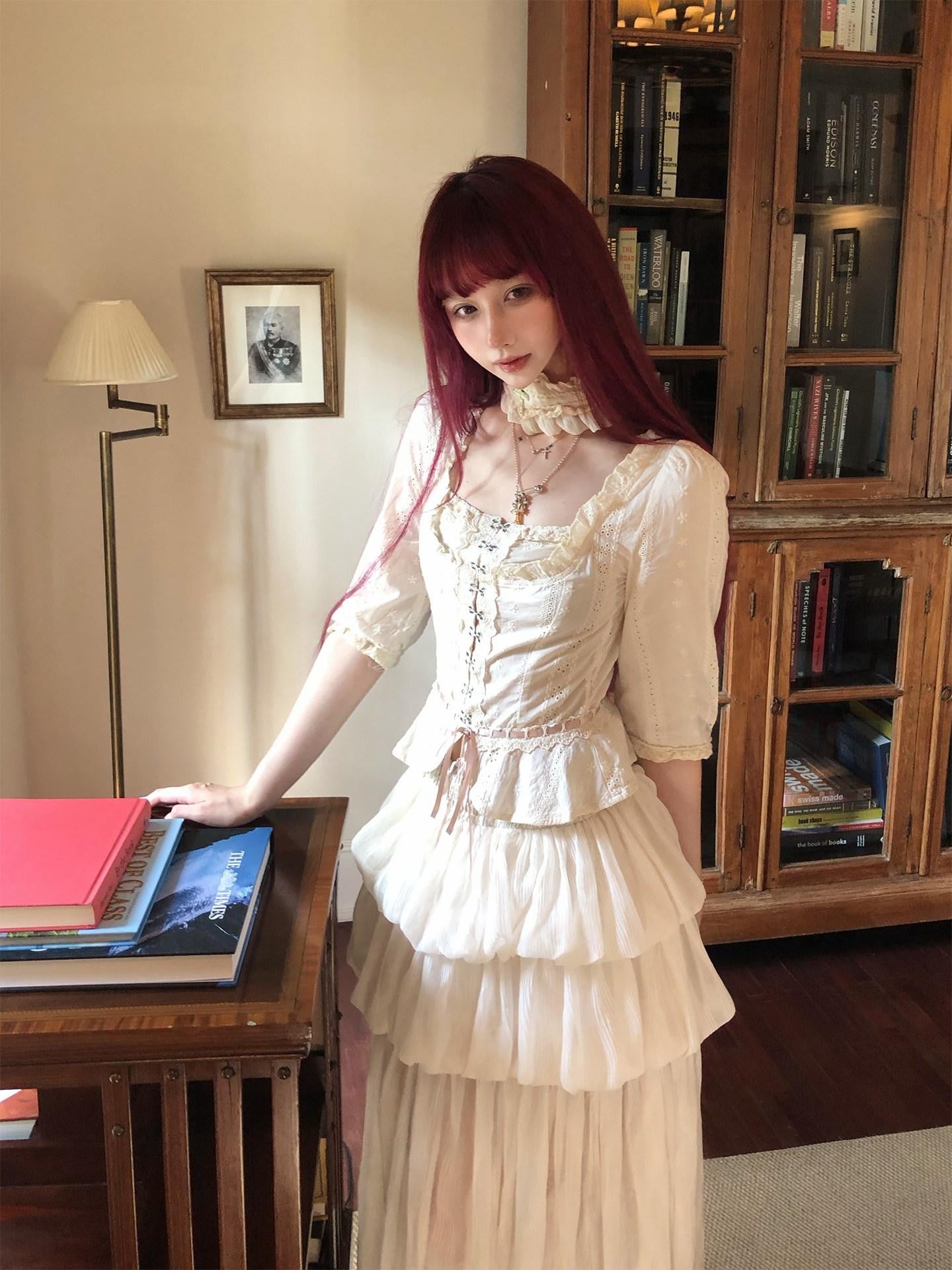 Black And White French Romantic Jellyfish Bubble Hem Women&