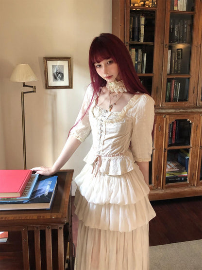 Black And White French Romantic Jellyfish Bubble Hem Women&