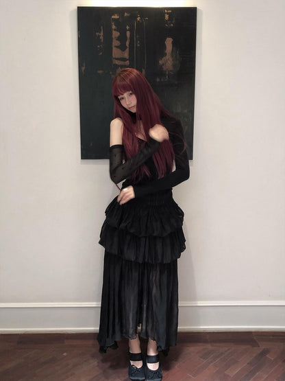 Black And White French Romantic Jellyfish Bubble Hem Women&