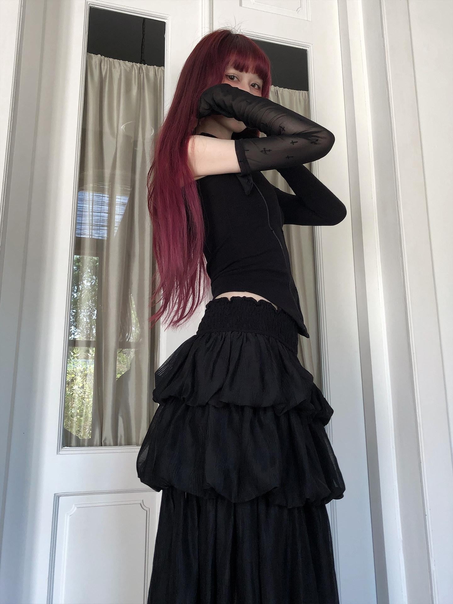 Black And White French Romantic Jellyfish Bubble Hem Women&