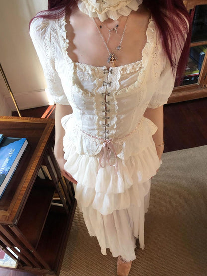 Black And White French Romantic Jellyfish Bubble Hem Women&