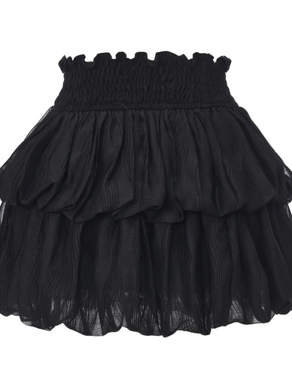 Black And White French Romantic Jellyfish Bubble Hem Women&