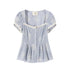 FinderMond_FM_Blue_Embroidered_Stripe_Petal_Sleeve_Pin_Tuck_Waist_Women&