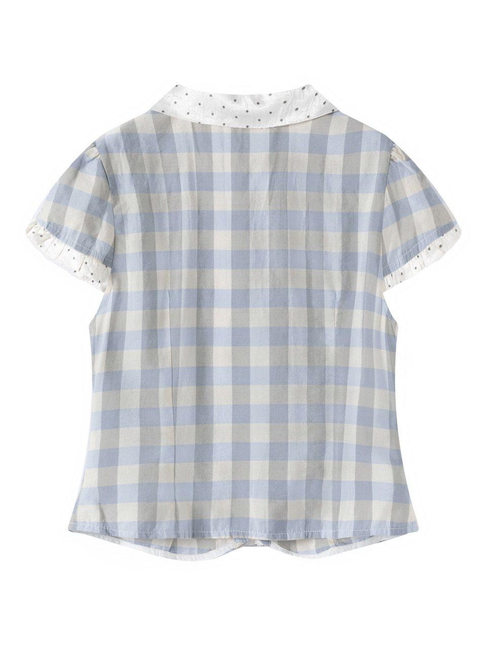 FinderMond FM Blue Plaid Bobo Bud Doll Collar Girlish Women&