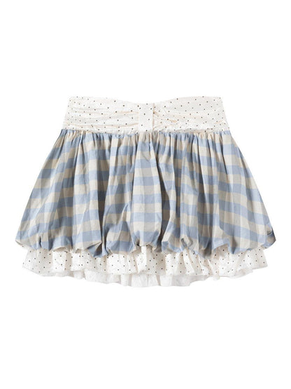 FinderMond FM Blue Plaid Bobo Bud Doll Collar Girlish Women&