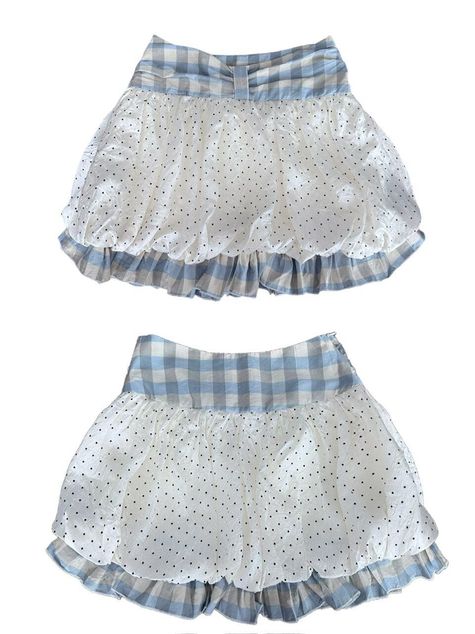 FinderMond FM Blue Plaid Polka Dot Bow Strappy Women&