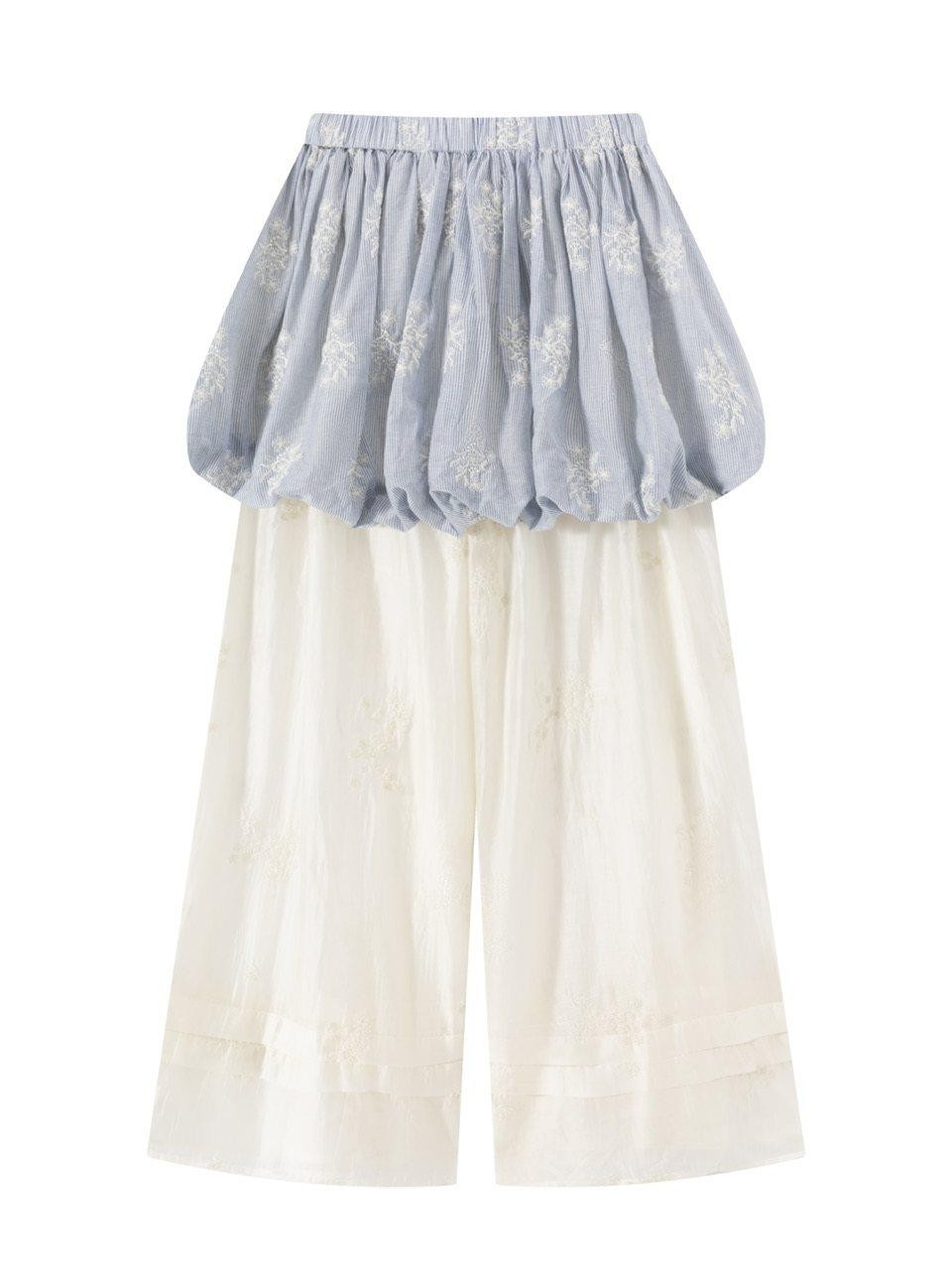 FinderMond FM Blue Striped Embroidered Sheer Lace Jellyfish Hook Women&