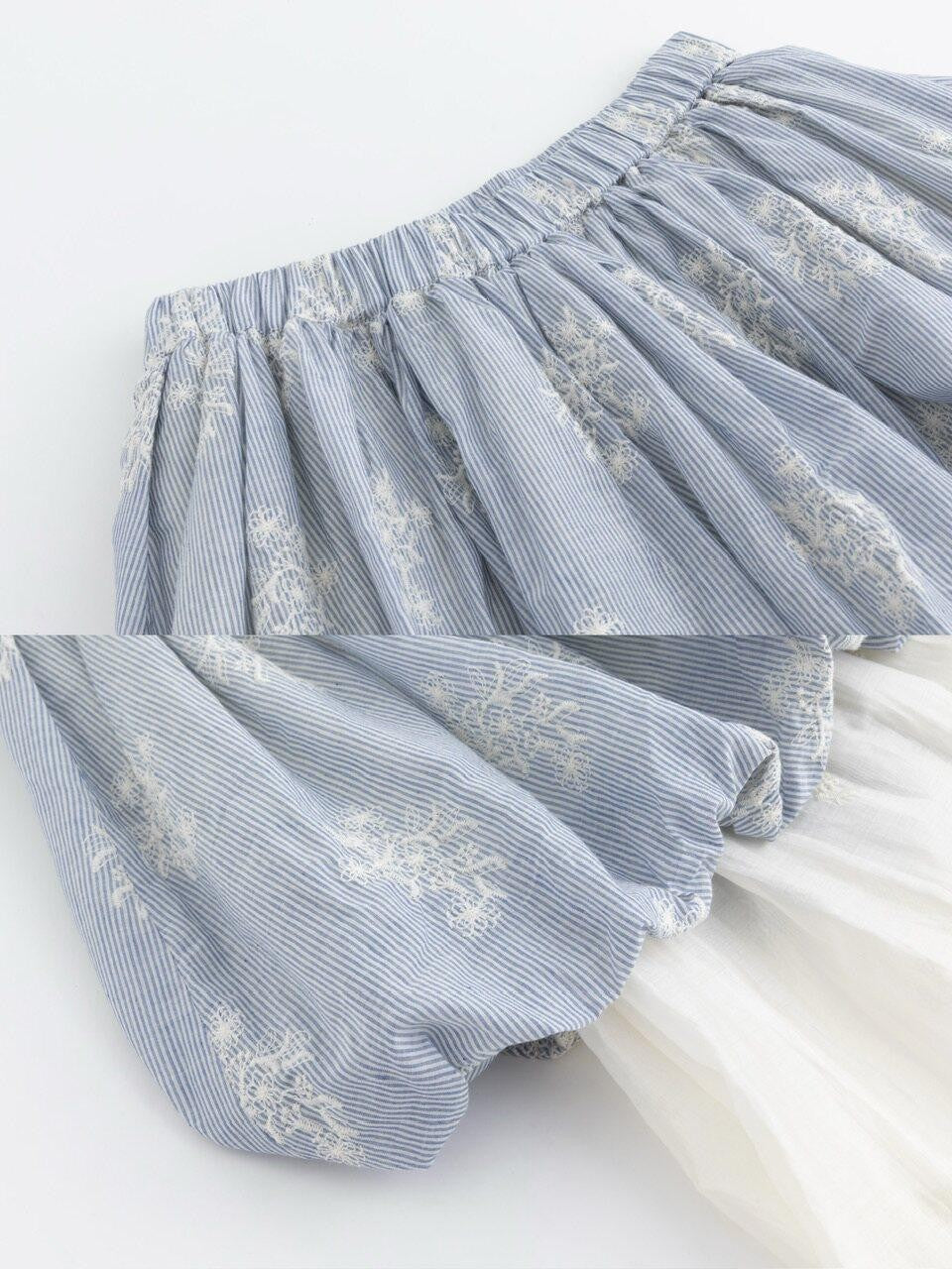 FinderMond FM Blue Striped Embroidered Sheer Lace Jellyfish Hook Women&
