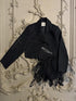 FinderMond FM Cropped Heavy Lace Patchwork Striped Leather Buckle Women&